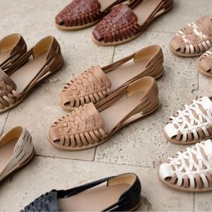 NISOLO Woven Leather Sandals honey size 8 brand new.